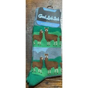 Prairie Llamas Women's Crew Socks Size 7-12 Good Luck Sock Novelty Fashion New